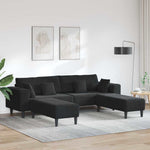 Velvet Sofa with Cushion 3 pcs Black 208 cm Velvet 3335177