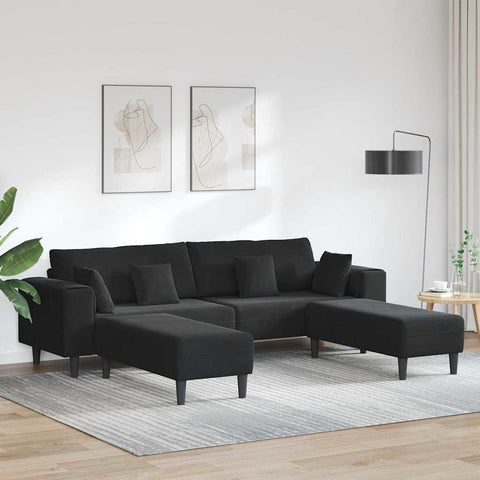 Velvet Sofa with Cushion 3 pcs Black 208 cm Velvet 3335177