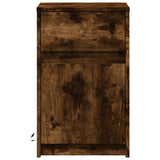 Bedside Cabinet with LED Lights Smoked Oak Engineered Wood 852006