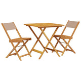 ZNTS 3 Piece Bistro Set Taupe Fabric and Solid Wood 3281870