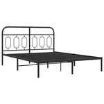 Metal Bed Frame without Mattress with Headboard Black 135x190cm 377116