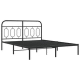 Metal Bed Frame without Mattress with Headboard Black 135x190cm 377116