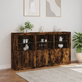 Sideboard with LED Lights Smoked Oak 181.5x37x100 cm 3209153