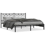 Metal Bed Frame without Mattress with Headboard Black 183x213cm 376133