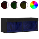 TV Cabinet Set 2 pcs Black oak 80 x 30 x 30 cm Engineered Wood 862205