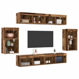 TV Cabinet Set Wall-mounted 8 pcs Old wood Engineered wood 3334386