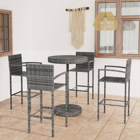 5 Piece Garden Bar Poly Rattan Grey 3064773