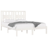 Bed Frame without Mattress White Solid Wood Pine King Size 3103939