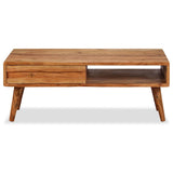 244974 Coffee Table Solid Wood with Carved Drawer 100x50x40 cm