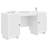 Desk High Gloss White Engineered Wood 142.5 x 50 x 75 cm 3414571