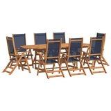 9 Piece Garden Dining Set Solid Wood Acacia and Textilene 3279305