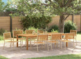 Garden Dining Set 9 pcs Beige Solid Acacia Wood 3365528
