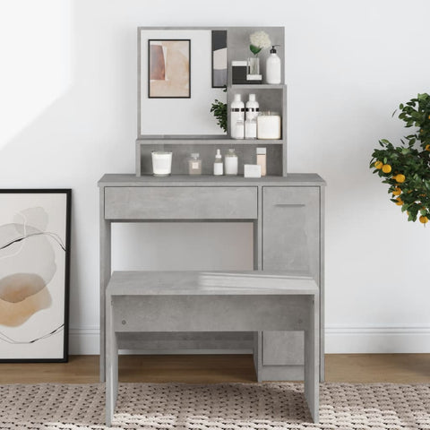 Dressing Table with Mirror Concrete Grey 86.5x35x136 cm 802961