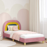 Children's Bed Frame with Headboard Pink 90 x 190 cm Velvet 42011011