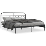 Metal Bed Frame without Mattress with Headboard Black 183x213cm 377122