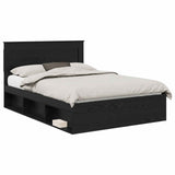 Bed Frame with Headboard Black 140 x 190 cm Solid Pine Wood 3410081