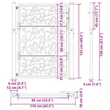 Garden Gate Black 100x125 cm Steel Leaf Design 4100960