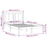 Bed Frame without Mattress Black 140x190 cm Solid Wood Pine 3104202