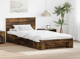 Bed Frame with Headboard Smoked Oak 90 x 200 cm Engineered Wood 3408799