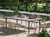 Garden Table, Outdoor Dining Table for 6 People, 160 x 90 x 74 cm, with Rust Resistant Metal Frame, T3398P327902