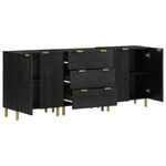 3 Piece Sideboards Black Engineered Wood 3309993