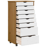 Rolling Cabinet with Drawers MOSS Honey Brown Solid Wood Pine 4015789