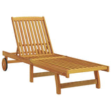 Sun Lounger Reclining Brown Solid Acacia Wood 3407698