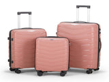V-shaped stripes 3-in-1 PP trolley case 20in 24in 28in PP iron trolley fashionable color - rose gold 52903397