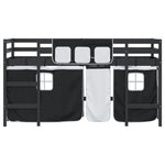 ZNTS Kids' Loft Bed with Curtains without Mattress White&Black 90x200cm 3206970