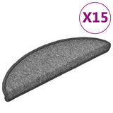 Stair Mats 15 pcs 56x17x3 cm Dark Grey Half Round 133877