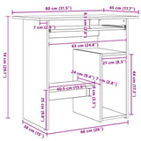 Desk Concrete Grey 80x45x74 cm Engineered Wood 801368