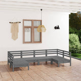 6 Piece Garden Lounge Set Grey Solid Wood Pine 3083396