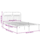Metal Bed Frame without Mattress with Headboard White 135x190cm 376648