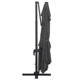 Cantilever Garden Parasol with LED Lights and Aluminium Pole 400x300 cm Anthracite 47006