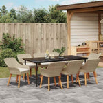 Garden Dining Set with Cushion 9 pcs Beige Poly Rattan 3261697