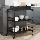 Kitchen Trolley Black 81.5x41x92.5 cm Engineered Wood 842341
