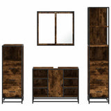 4 Piece Bathroom Furniture Set Smoked Oak Engineered Wood 3301272