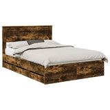 Bed Frame with Drawer Smoked Oak 160 x 200 cm Engineer Wood 3409836