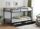 Twin Over Twin Bunk Bed with Two Storage Drawers & Full-Length Guard Rail, Heavy Duty Metal Bunk Bed 46245523