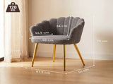 Lounge Chair Petal-Back Armchair Metal Metal Legs for Living Room Bedroom, Grey T3398P548741