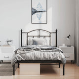 Metal Bed Frame without Mattress with Headboard Black 100x190cm 353433