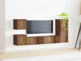 TV Cabinet Set Wall-mounted 4 pcs Old Wood Engineered Wood 3409031