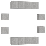 8 Piece TV Cabinet Set Concrete Grey Engineered Wood 3079066