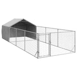 Outdoor Dog Kennel with Run 7x2x1.5 m Galvanised Steel 3329237