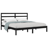 Bed Frame without Mattress Black 200x200 cm Solid Wood Pine 3104957
