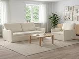 Sofa Set 2 pcs Cream Corduroy Fabric 3433250