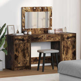 Dressing Table with Mirror Lights 3 pcs Brown Engineered Wood 3334249