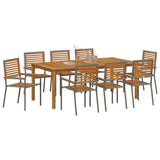 Garden Dining Set 9 pcs Grey Solid Acacia Wood 3365527