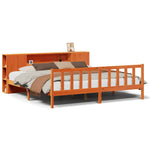 ZNTS Bookcase Bed without Mattress Wax Brown 200x200 cm Solid Wood Pine 3321675