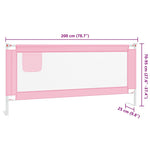 Toddler Safety Bed Rail Pink 200x25 cm Fabric 10206